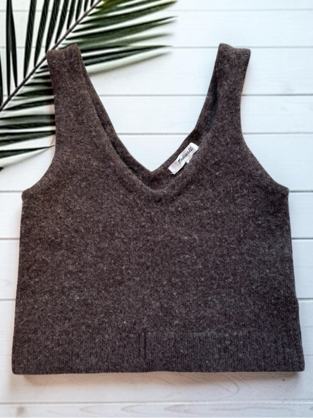 Madewell Wool Blend V-Neck Sweater Tank Top Brown XS